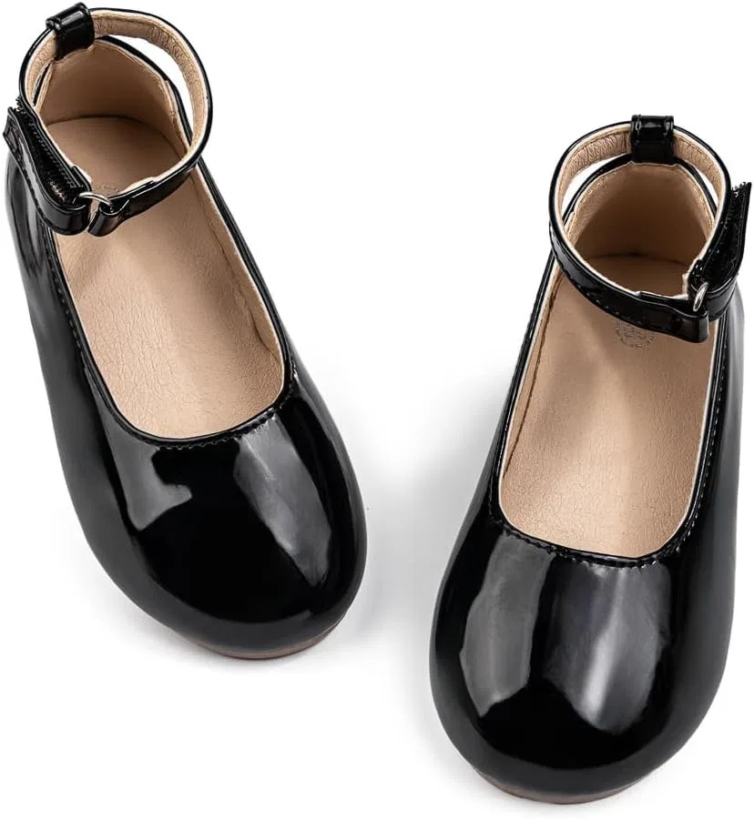 Детские балетки для девочек с ремешком на щиколотке Mary Jane Flats GOJERP, Black