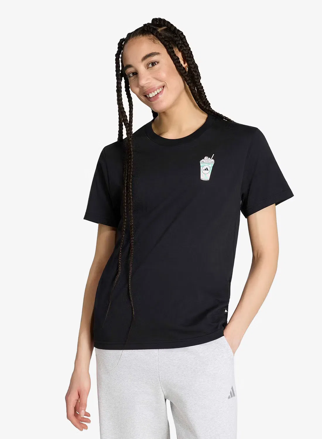 Футболка с принтом Food Regular Graphic Adidas, черный