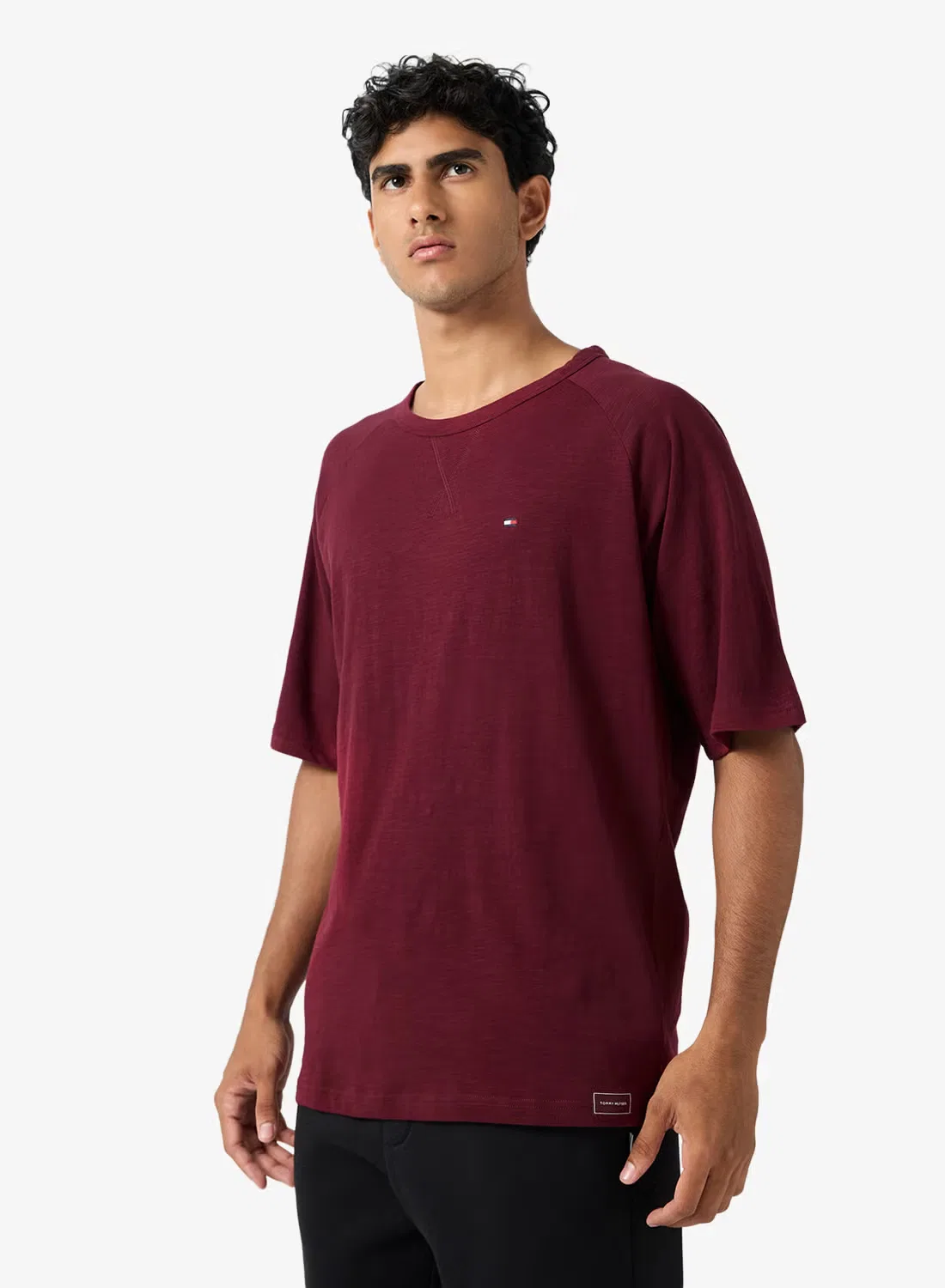 Футболка с контрастными рукавами реглан Textured raglan sleeve lounge Tommy Hilfiger, фиолетовый