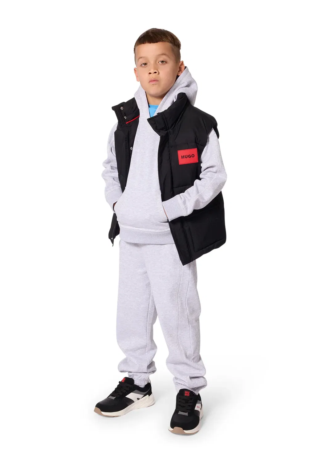 Толстовка с капюшоном - худи Hugo Kids, Chine Grey