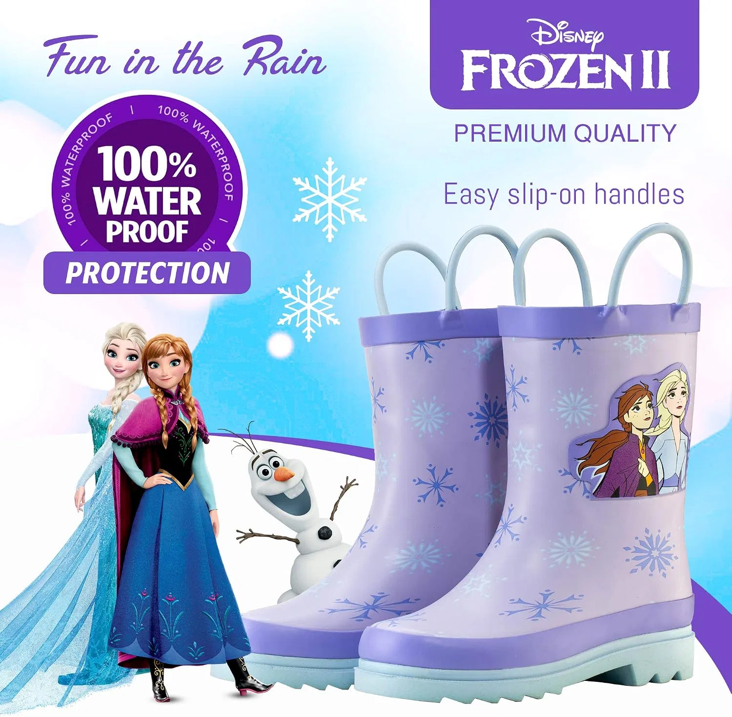 Детские сапоги для девочек водонепроницаемые Frozen Disney, Frozen — фото 3
