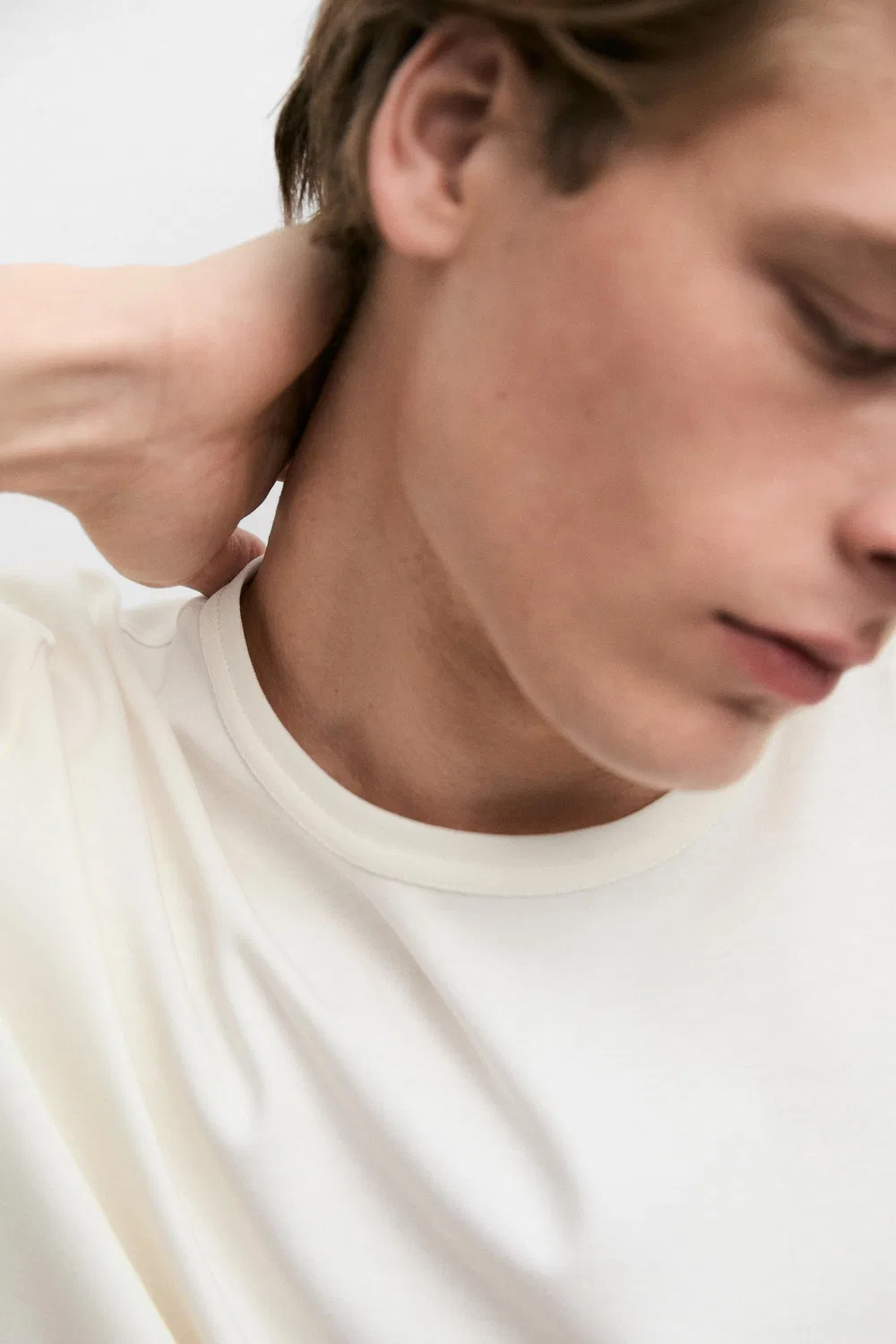 Футболка Massimo Dutti, хлопковая, ваниль — фото 4