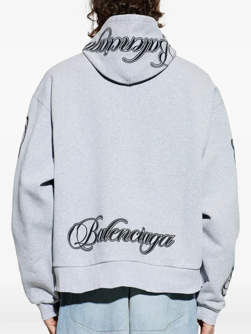 Худи Cursive Balenciaga, серый — фото 4
