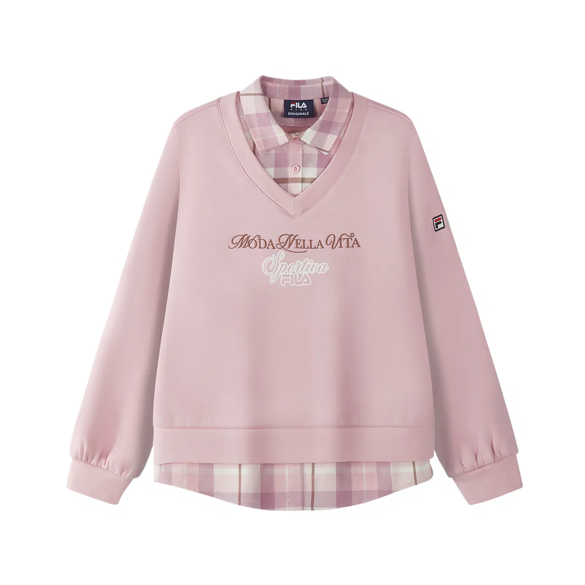 Детский свитшот с воротником FILA KIDS, Smoke Pink