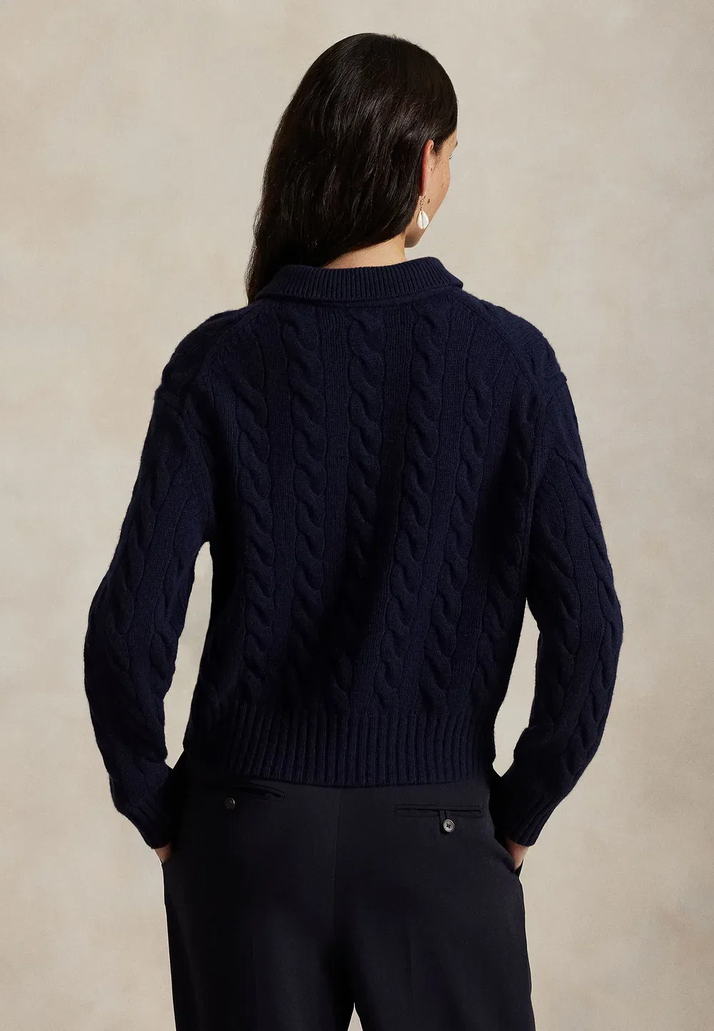 Свитер-Поло из шерсти и кашемира крупной вязки Polo Ralph Lauren, Hunter Navy — фото 3