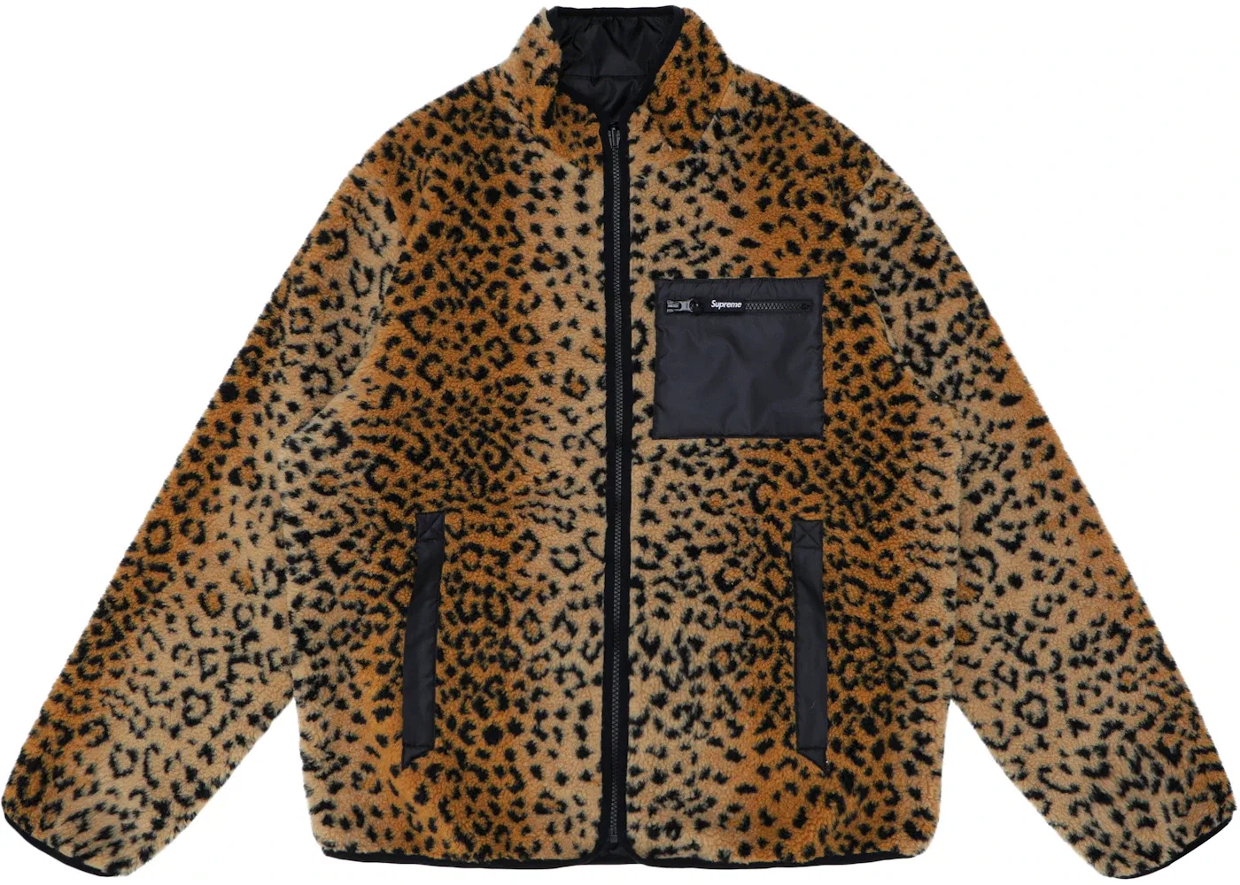 Мужская куртка с принтом Supreme Leopard Fleece Reversible Jacket, Black
