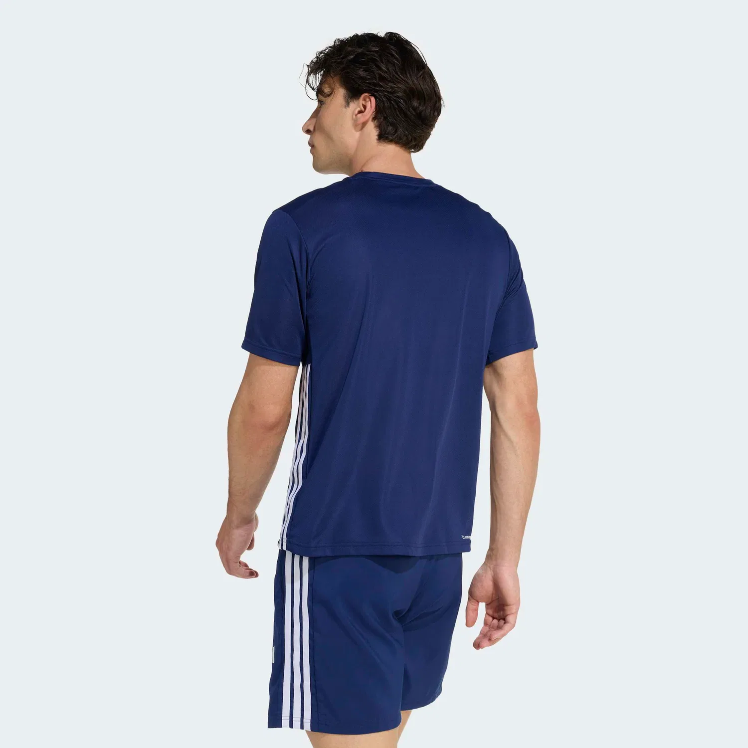 Мужская тренировочная футболка с тремя полосками Adidas Performance, Dark Blue/White — фото 3