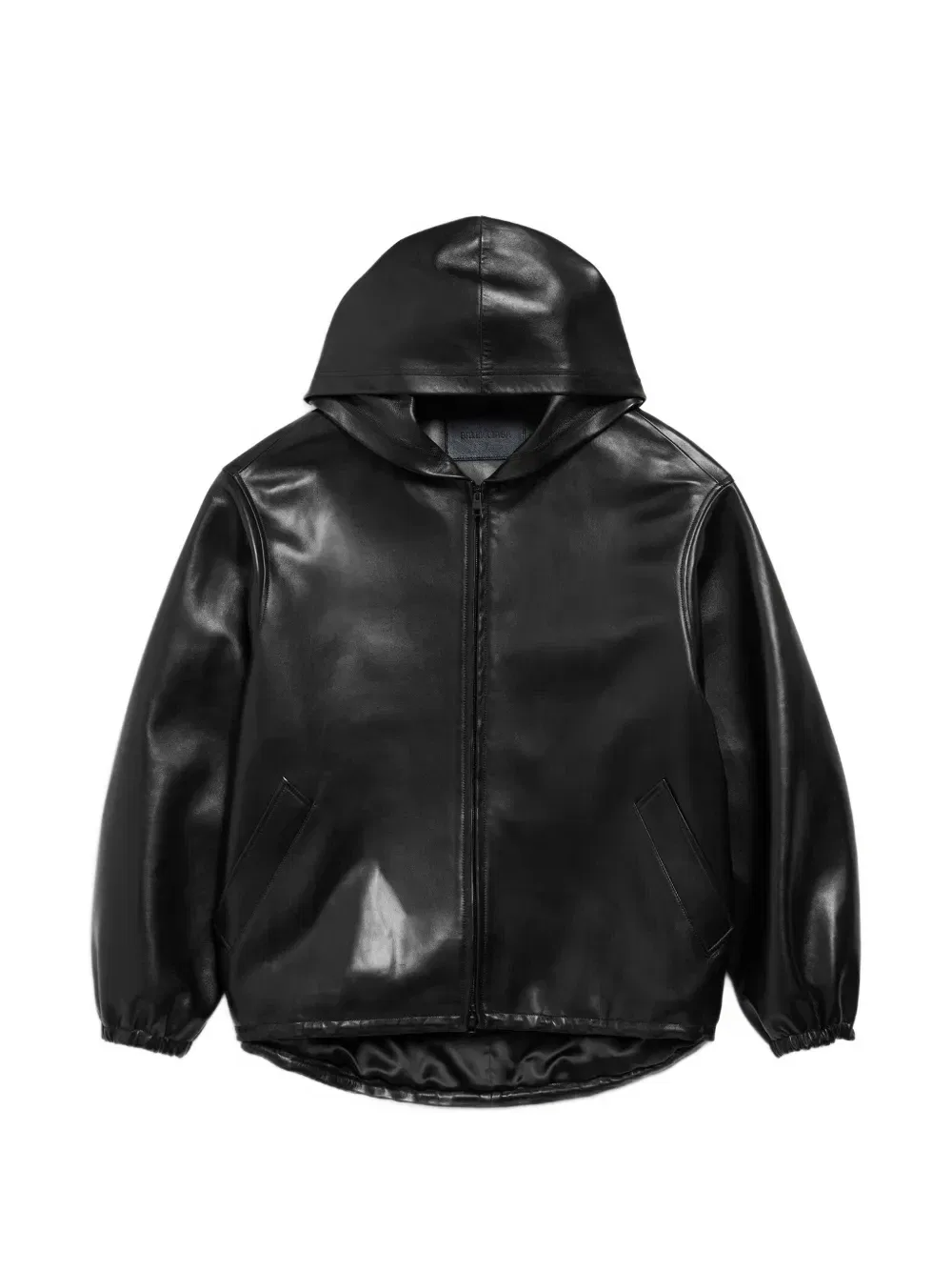 Кожаная куртка с капюшоном Balenciaga, черный