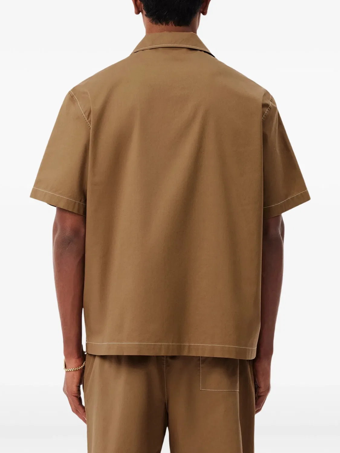 Хлопковая рубашка коричневого цвета Lacoste, коричневый — фото 3