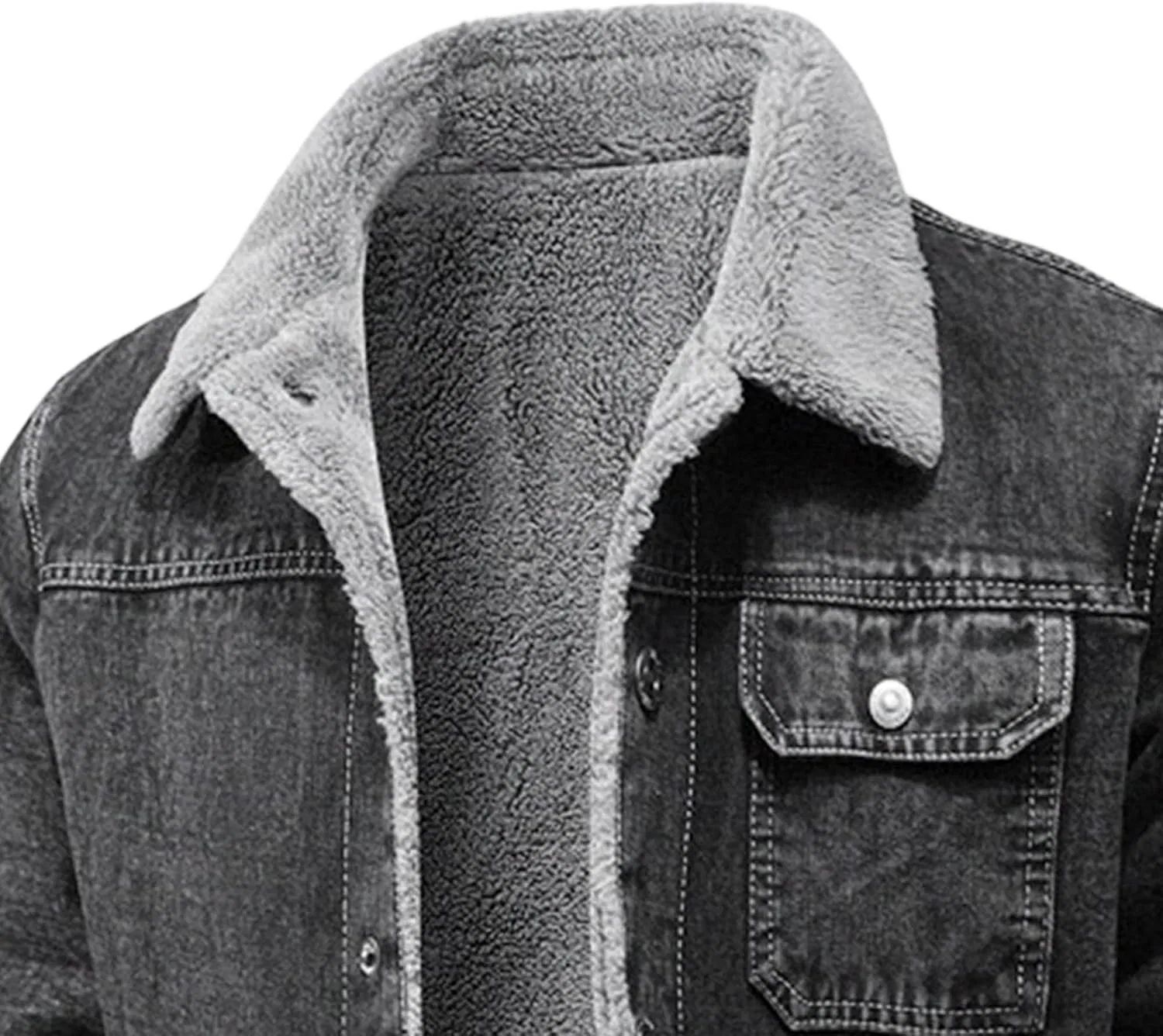 Мужская джинсовая куртка на флисе Slim Fit, серый — фото 4