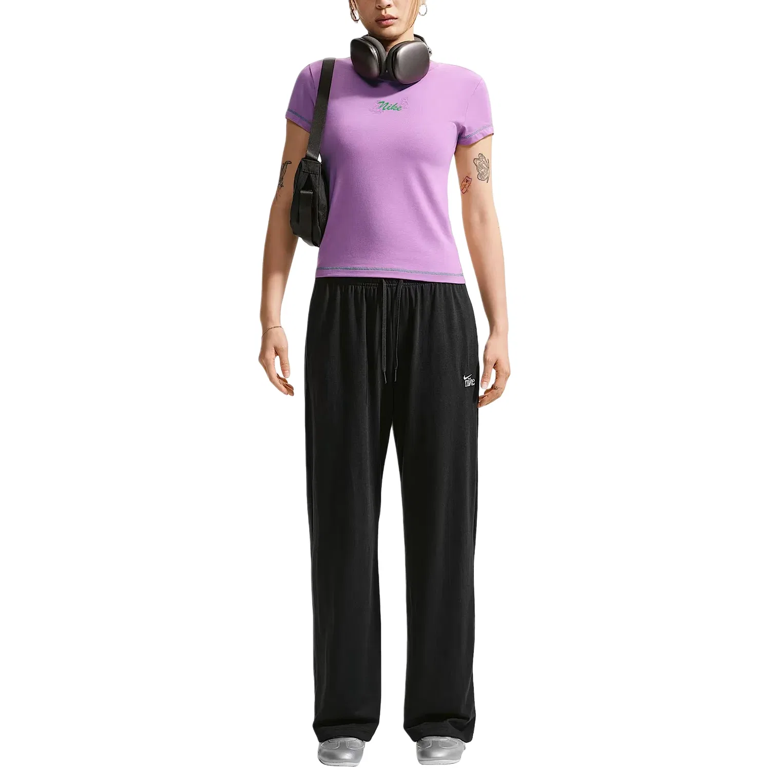 Женские брюки Sportswear Chill Knit Mid-Rise Straight Leg Pants 'Black' Nike, черный — фото 3