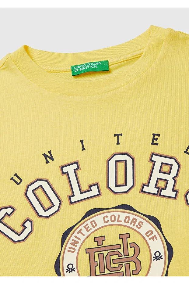 Детская футболка для мальчиков хлопковая United Colors Of Benetton, Yellow — фото 3