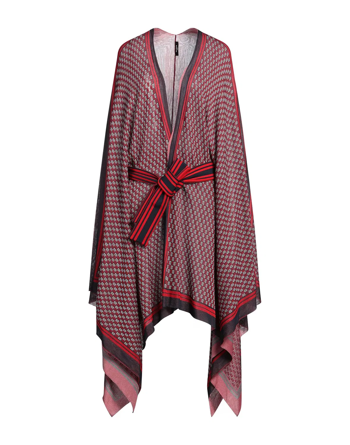 Женское пончо-накидка с поясом Balmain, красный