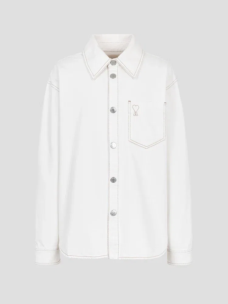Оверсайз рубашка Ami De Coeur Overshirt AMI PARIS, White