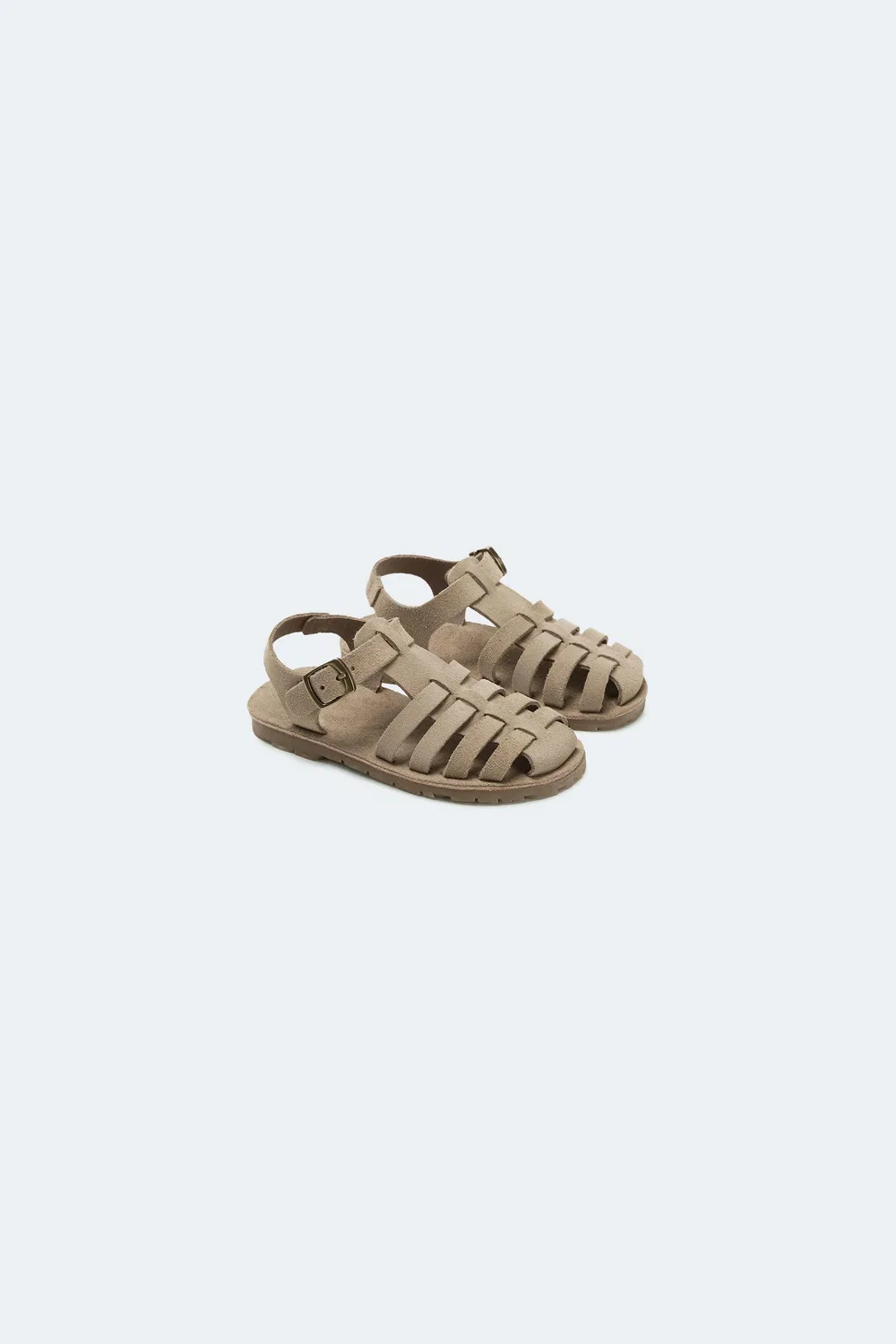 Кожаные сандалии с ремешком ZARA, Sand Brown