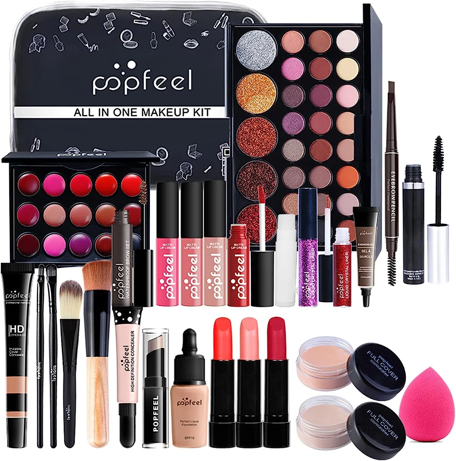 Набор косметики для девочек RoseFlower в дорожной сумке Roseflower, Makeup Set #28 - 28 Pieces