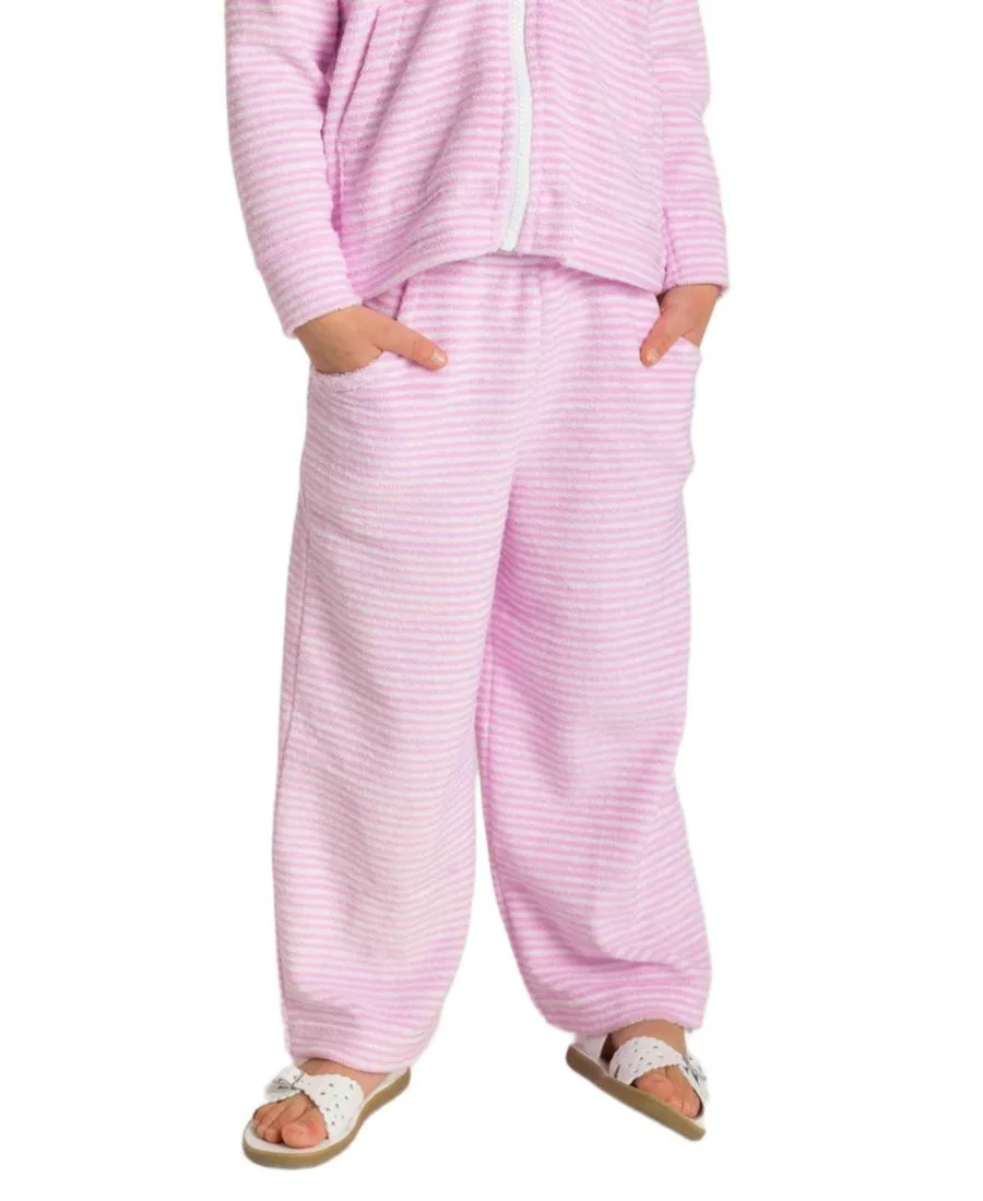 Штаны из махровой ткани с широкими штанинами, модель Stripe Terry Wide Leg Pant Florence Eiseman — фото 2