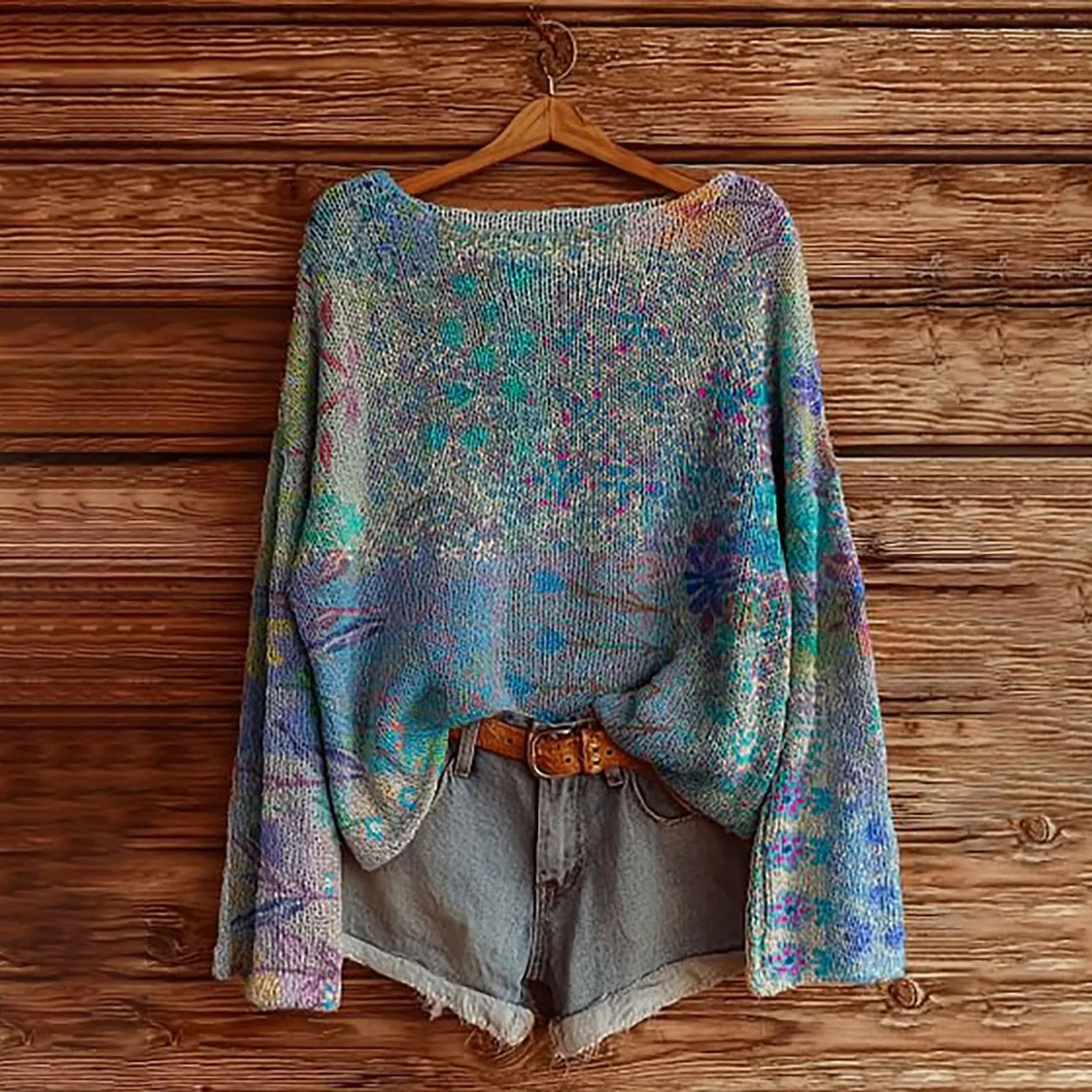 Женский свитер с принтом Bohemia Sweater, Medium Blue — фото 2