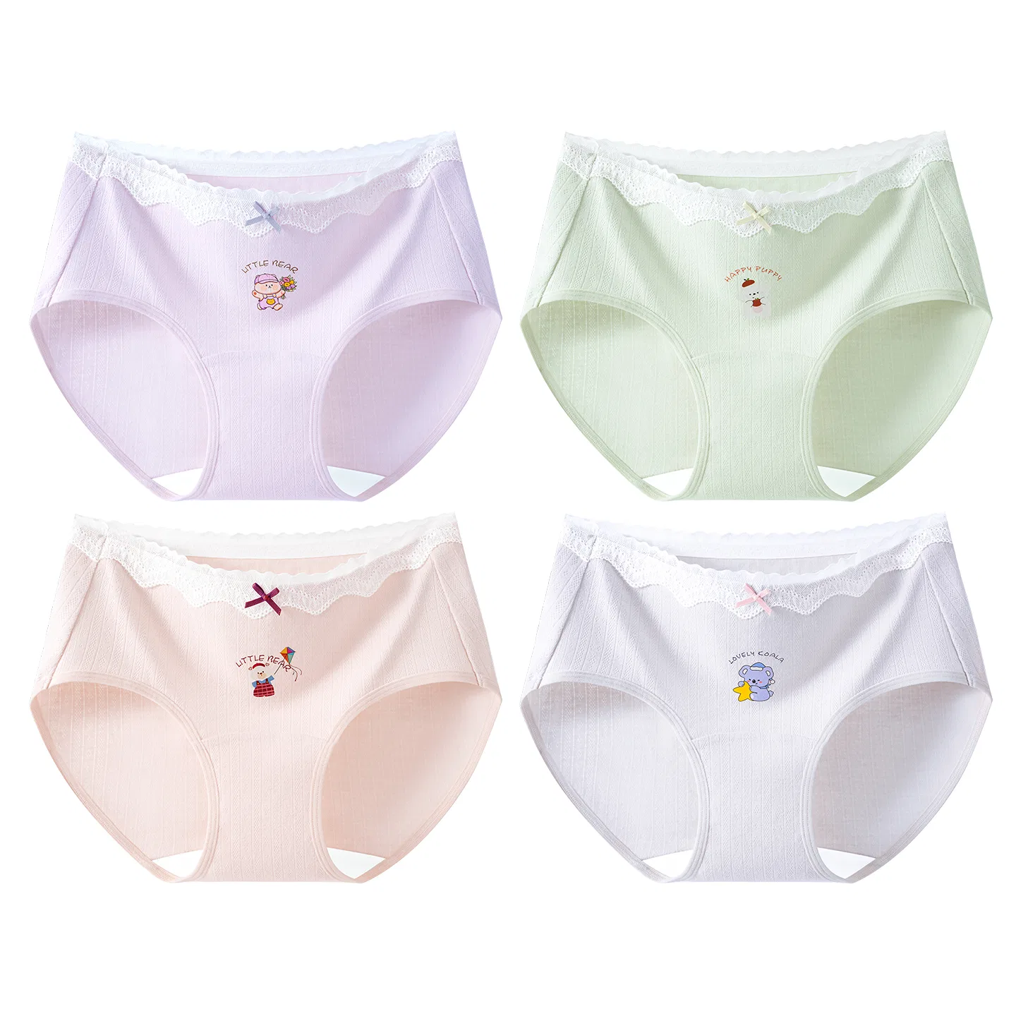 Детские трусы для девочек хлопковые 4 шт Red bean, Heather Navy Purple Orange Pink