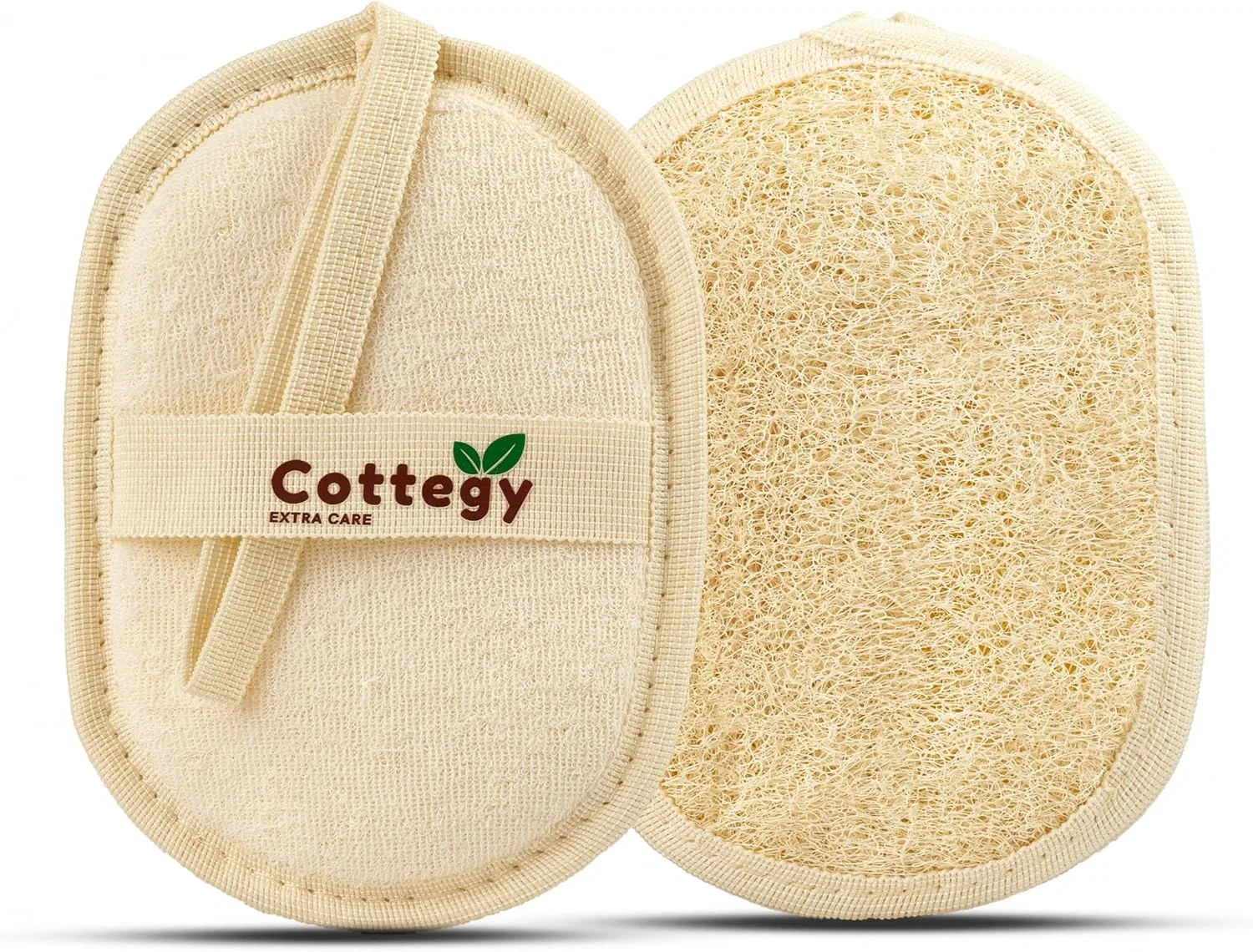 Мочалка для тела Egyptian Natural Loofah Exfoliating Scrubber, Cottegy, набор 2 шт, 16.51 x 11.43 x 0.76 см, 68 г