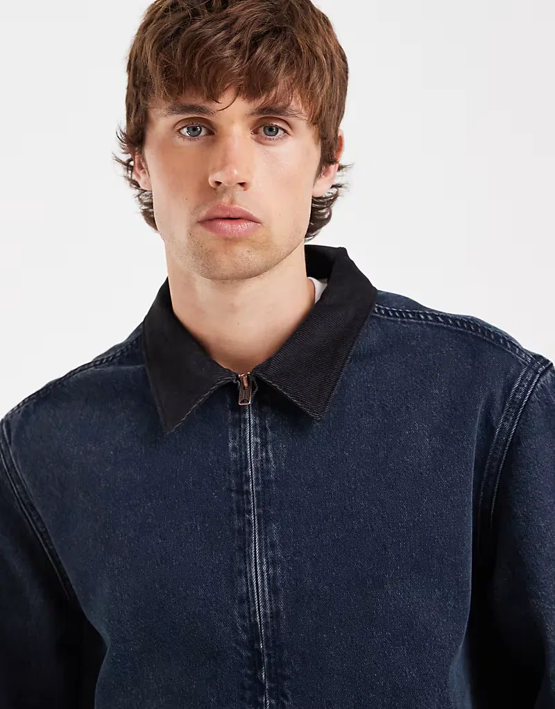 Джинсовая куртка-харрингтон Levi's Castro с контрастным воротником, синий — фото 3