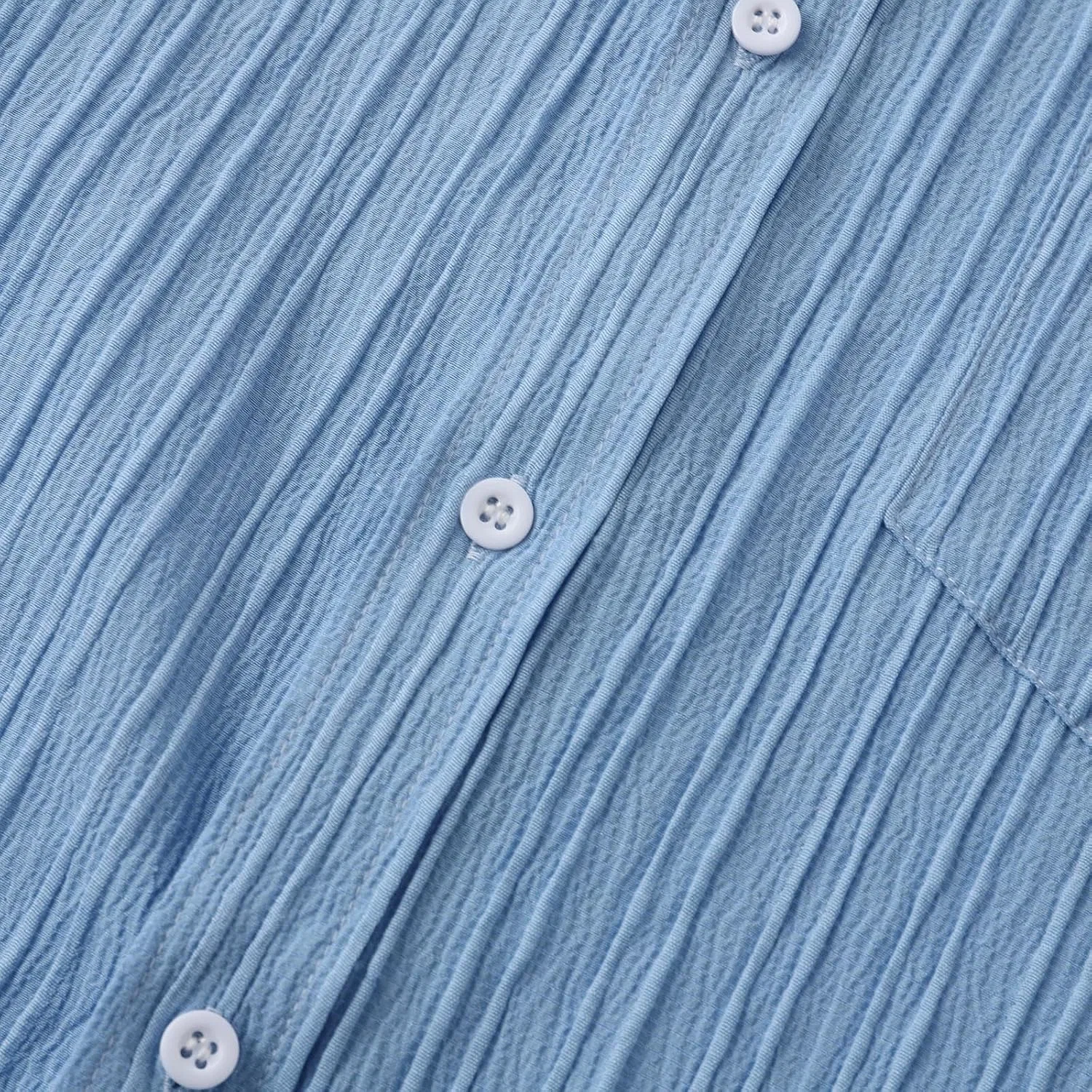 Мужская рубашка с текстурным хлопком с коротким рукавом, Sky Blue — фото 4