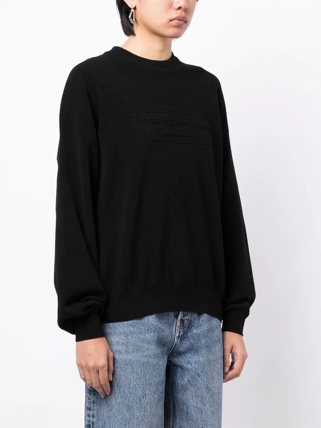Свитер с лейблом и ребристой текстурой Alexander Wang, черный — фото 3