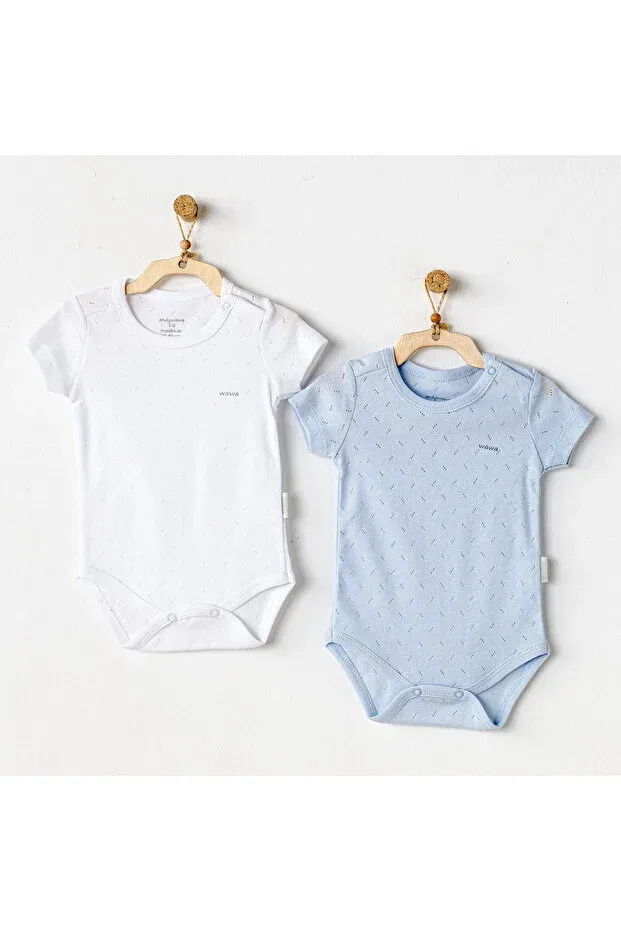 Детское боди для новорожденных с коротким рукавом Andywawa, Blue/White