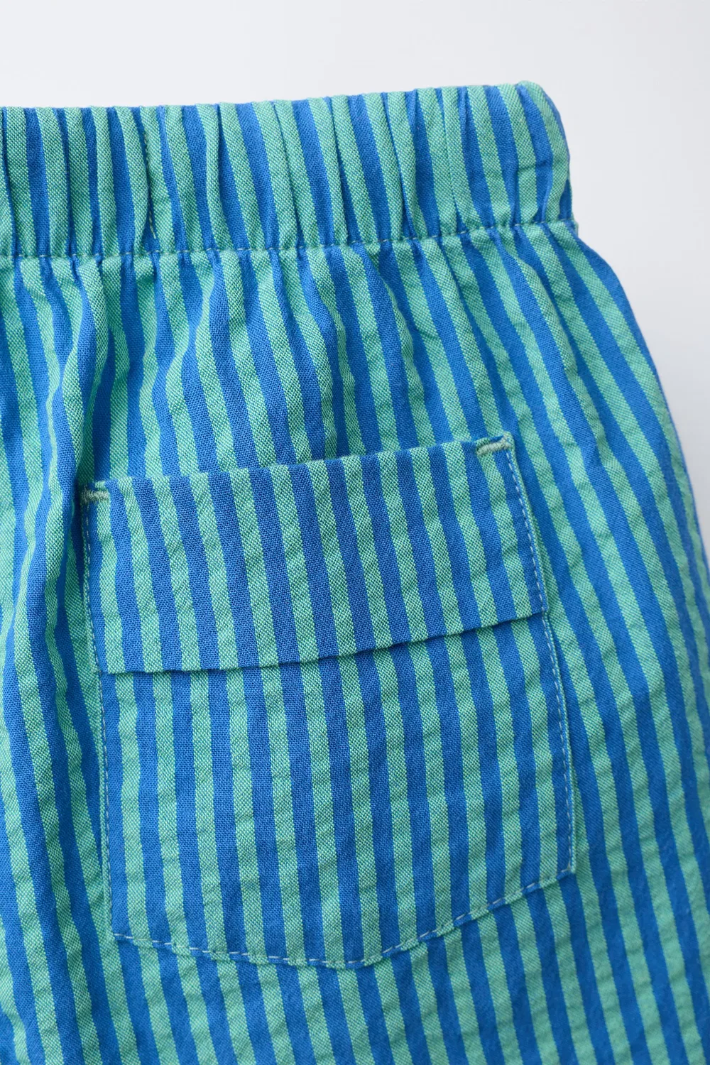 Полосатые бермудские шорты из сирсакера ZARA, Blue green — фото 4