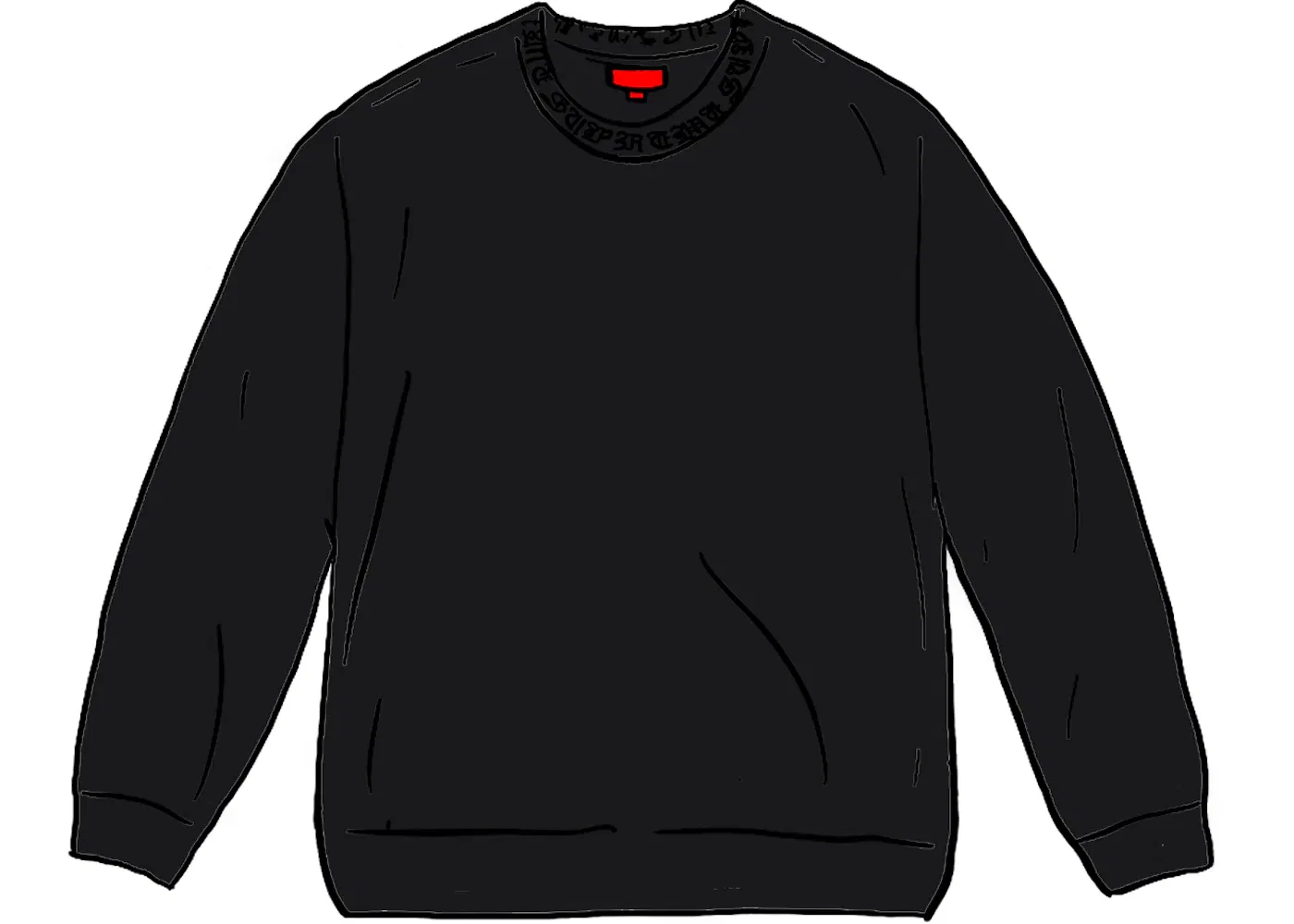 Мужская футболка с длинным рукавом Supreme Old English Collar Logo Top, Black