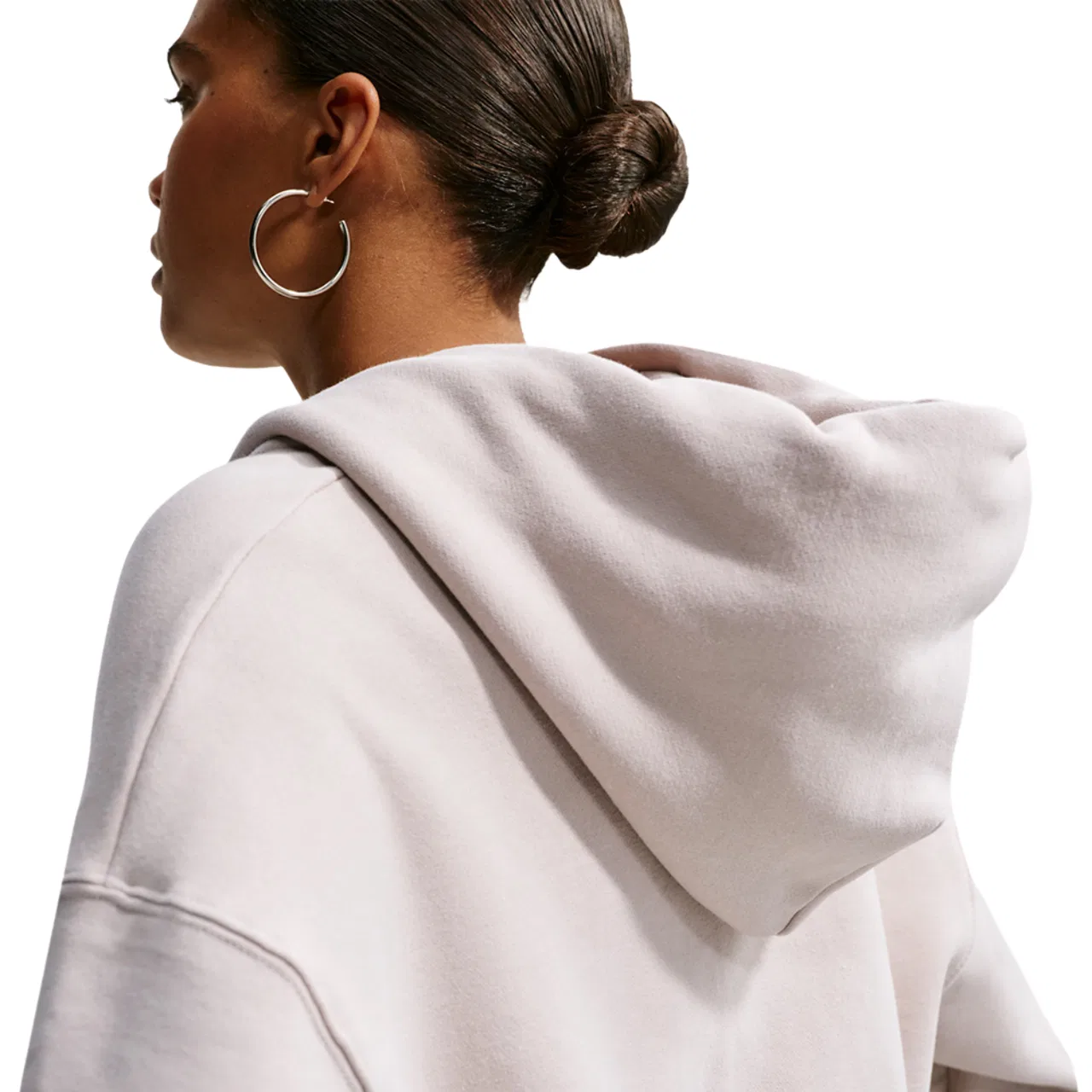 Женский худи из футера с капюшоном, на молнии, укороченный, Nike Studio Fleece, Nike, Cream Ii/Sail — фото 4