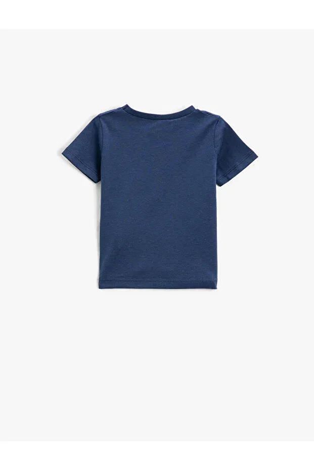 Детская футболка с принтом Dinosaur printed short sleeve t-shirt crew neck Koton, Navy Blue — фото 2