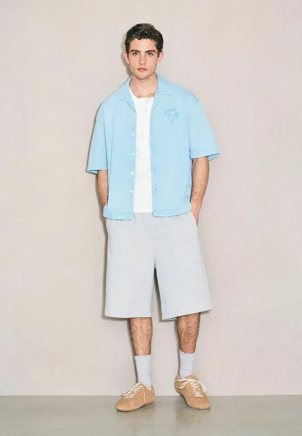 Рубашка хлопковая Regular fit edit pattern short sleeve shirt Next, синий — фото 2