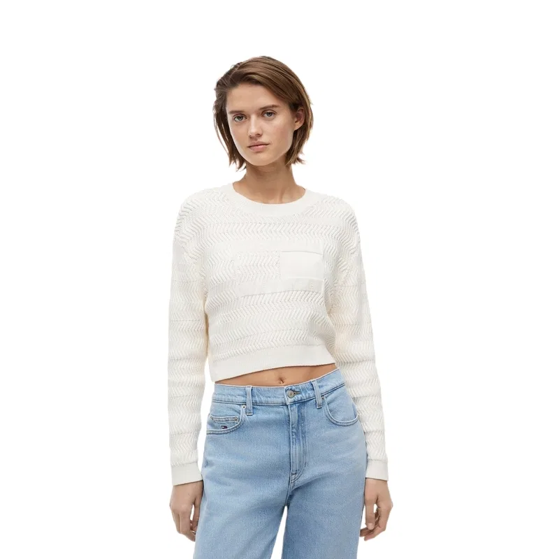 Женский джемпер с круглым вырезом Tommy Hilfiger, Ecru YBH
