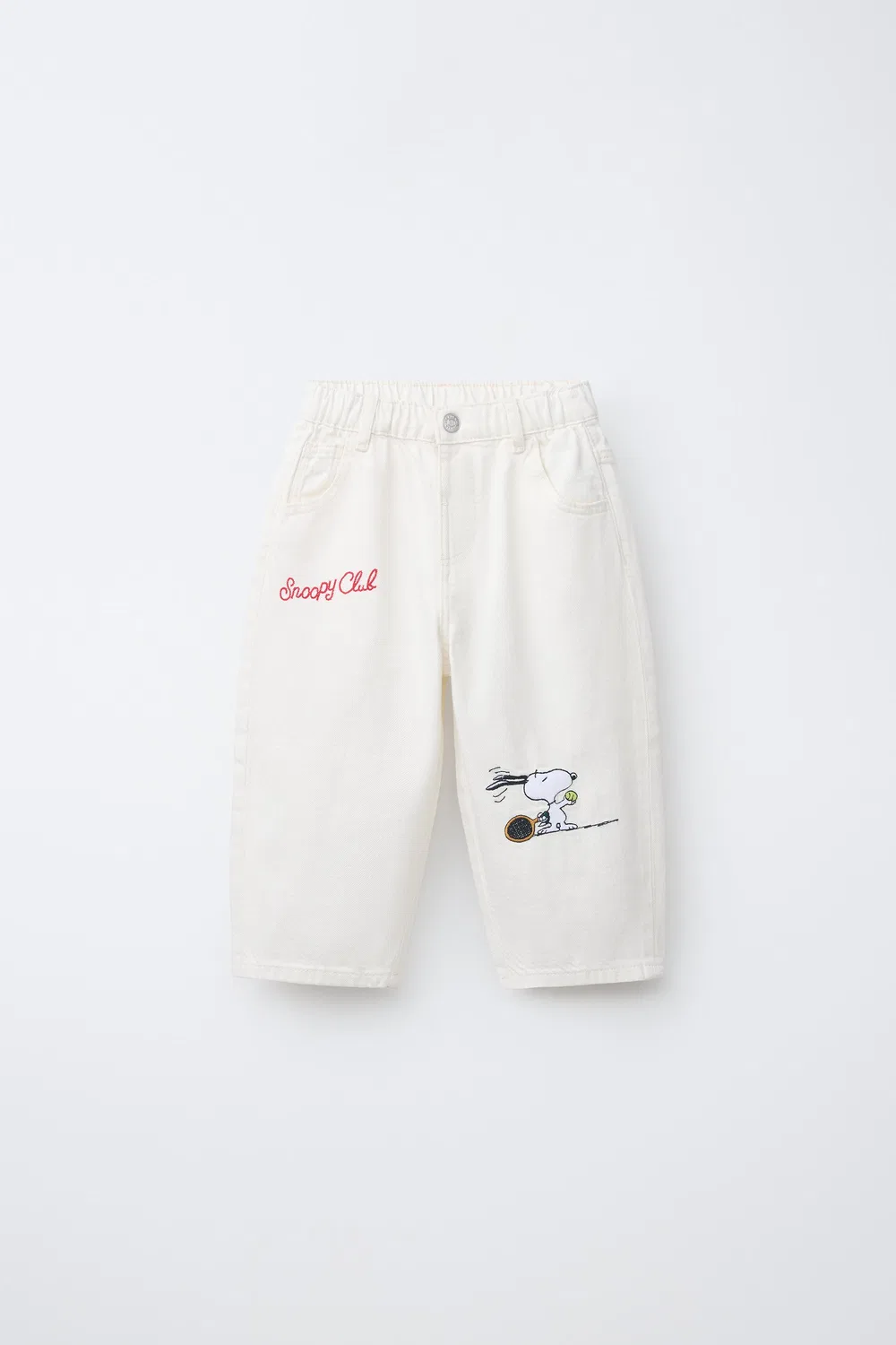 Брюки из мягкой саржи с вышивкой SNOOPY PEANUTS ZARA, Ecru