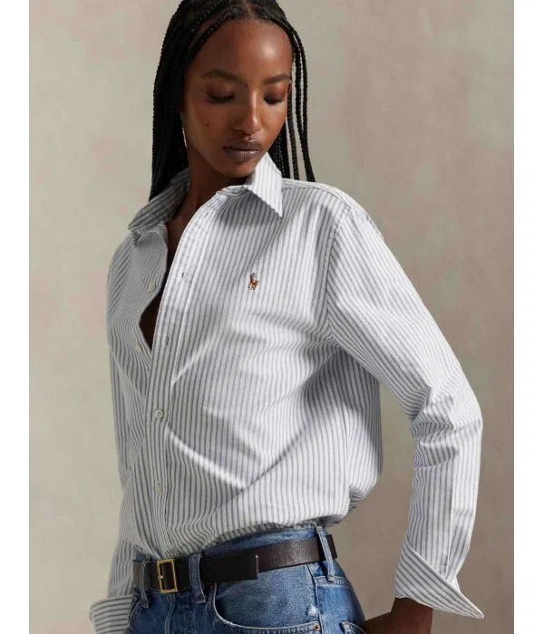 Женская классическая рубашка с длинным рукавом Polo Ralph Lauren, синий — фото 4