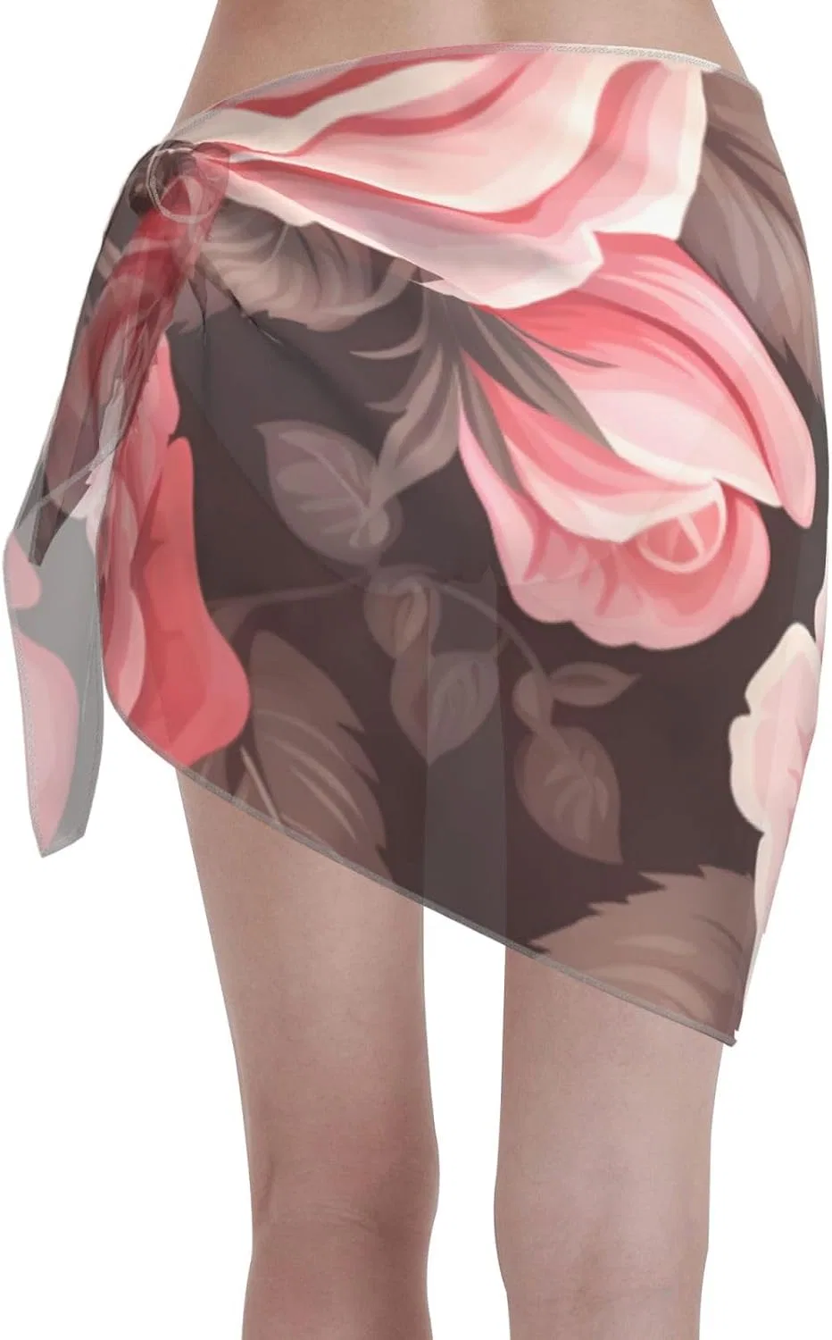 Женская пляжная накидка с цветочным принтом, Pink Red Roses Floral — фото 2
