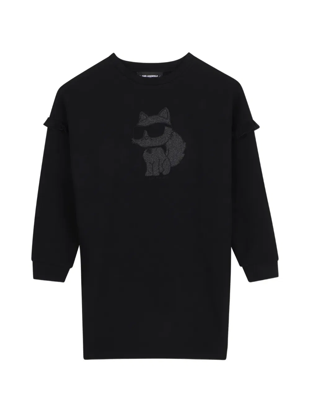 Платье с длинными рукавами и оборками Karl Lagerfeld Kids, черный
