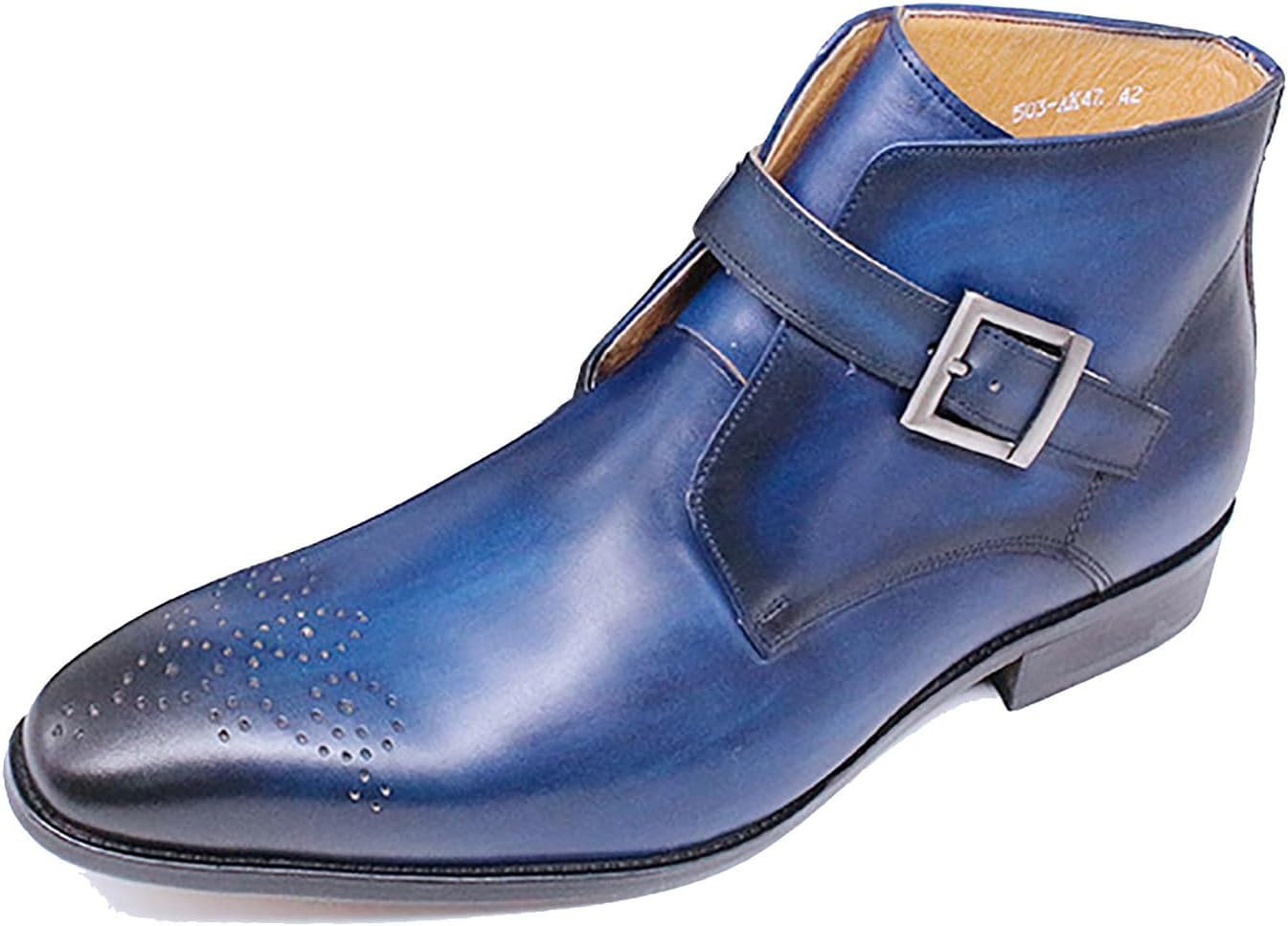 

Мужские повседневные ботинки Santimon Chelsea, кожаные ботинки до щиколотки с пряжкой, броги с заостренным носком, чукка для смокинга, модные ботинки для выпускного, свадьбы, бизнеса, вестерн и ковбойские, синий