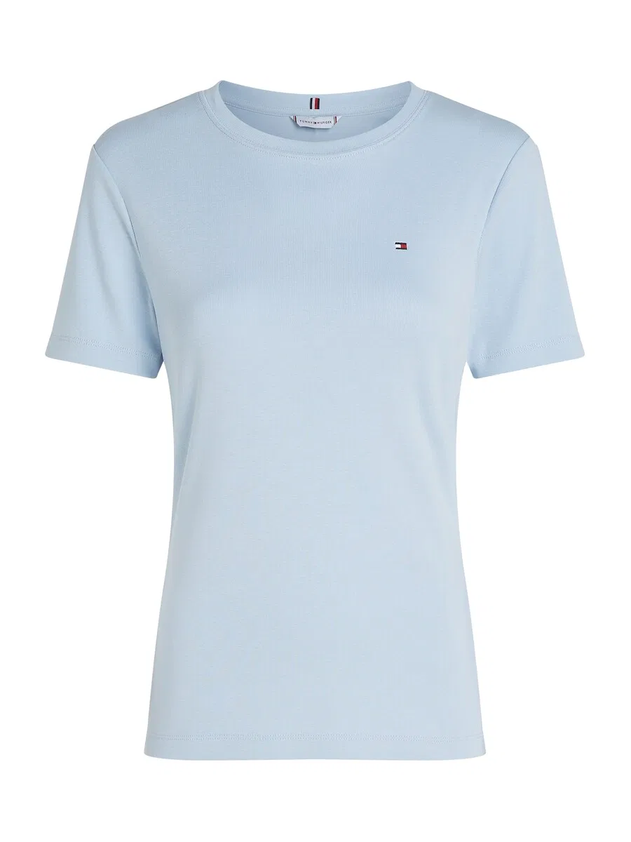 Футболка TOMMY HILFIGER 'Flag Embroidery Slim' светло-голубого цвета