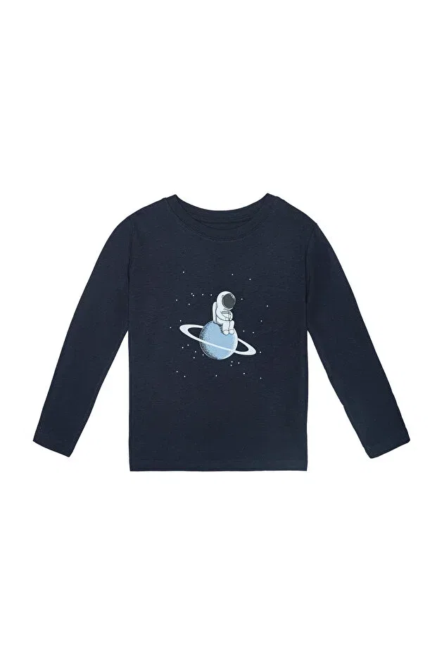 Детская футболка с принтом с длинным рукавом Molica Baby, Navy Blue