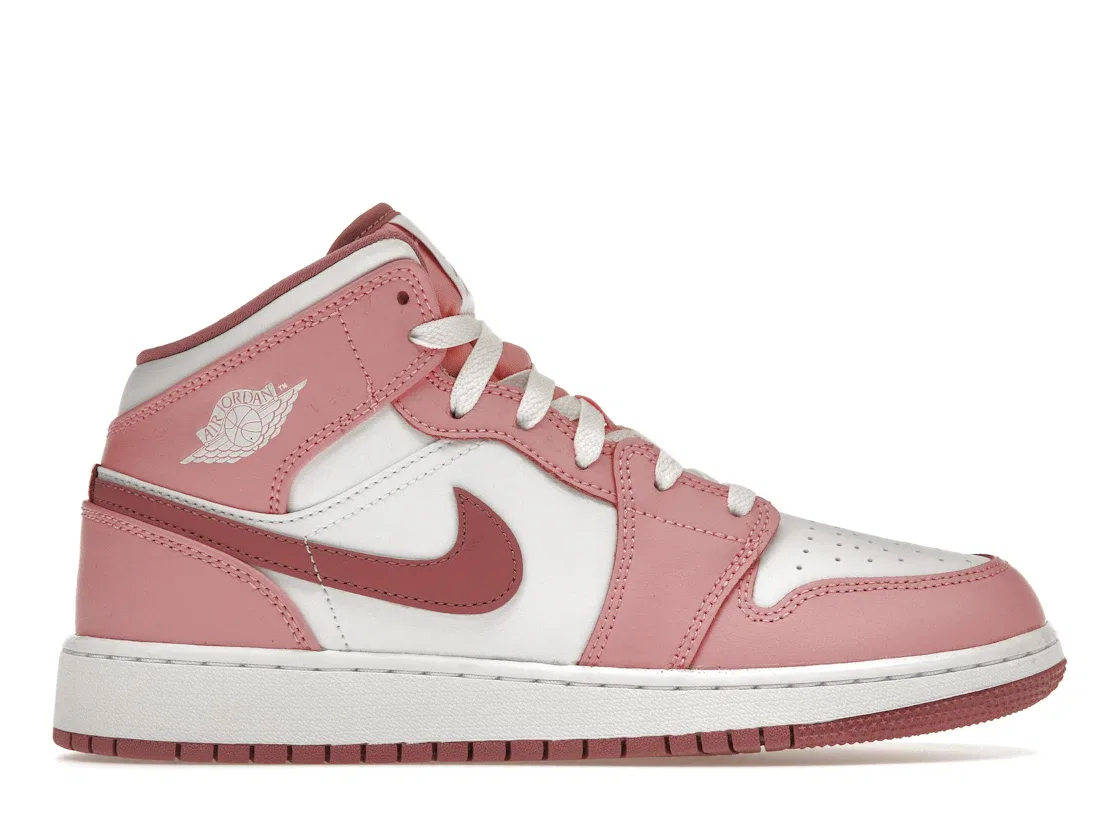 Детские кроссовки с перфорацией Jordan 1 Mid Jordan, Coral Chalk/Desert Berry/White