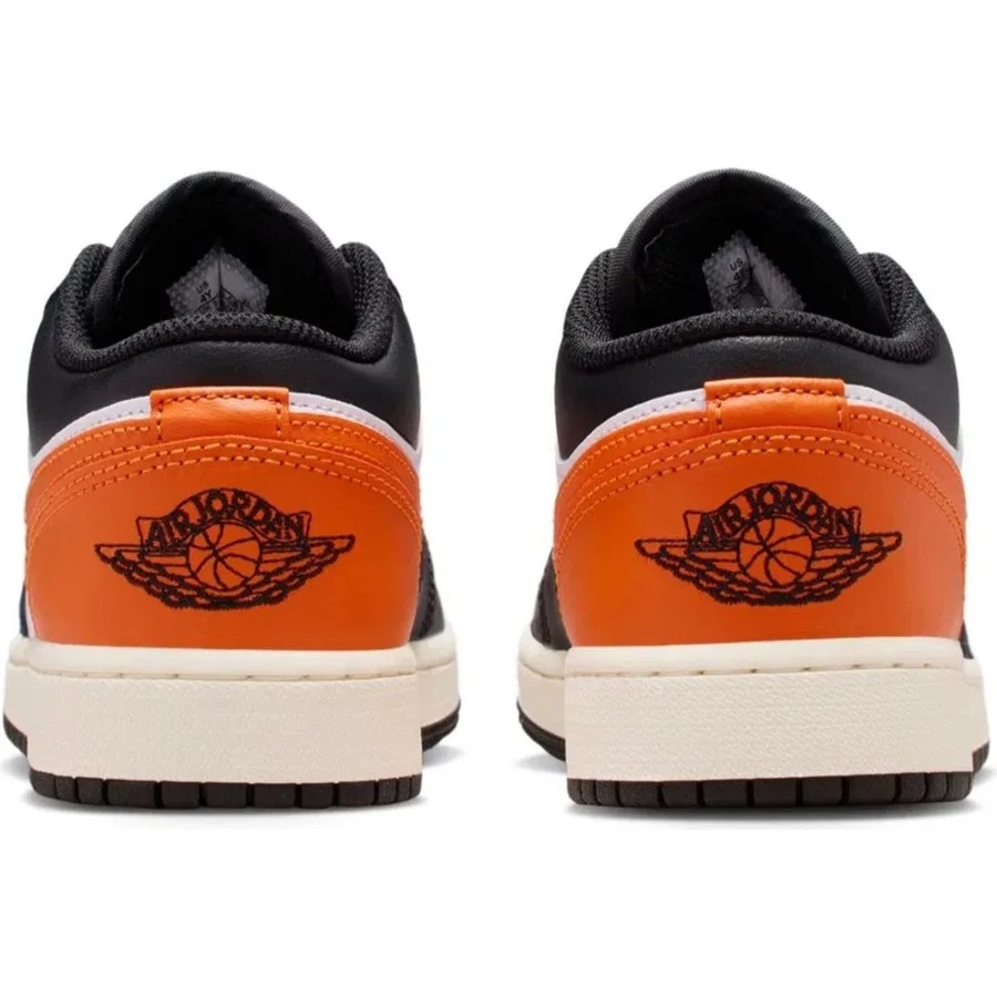 Кроссовки повседневные из натуральной кожи Air Jordan 1 Low (GS) Nike, Оранжево-черный — фото 4