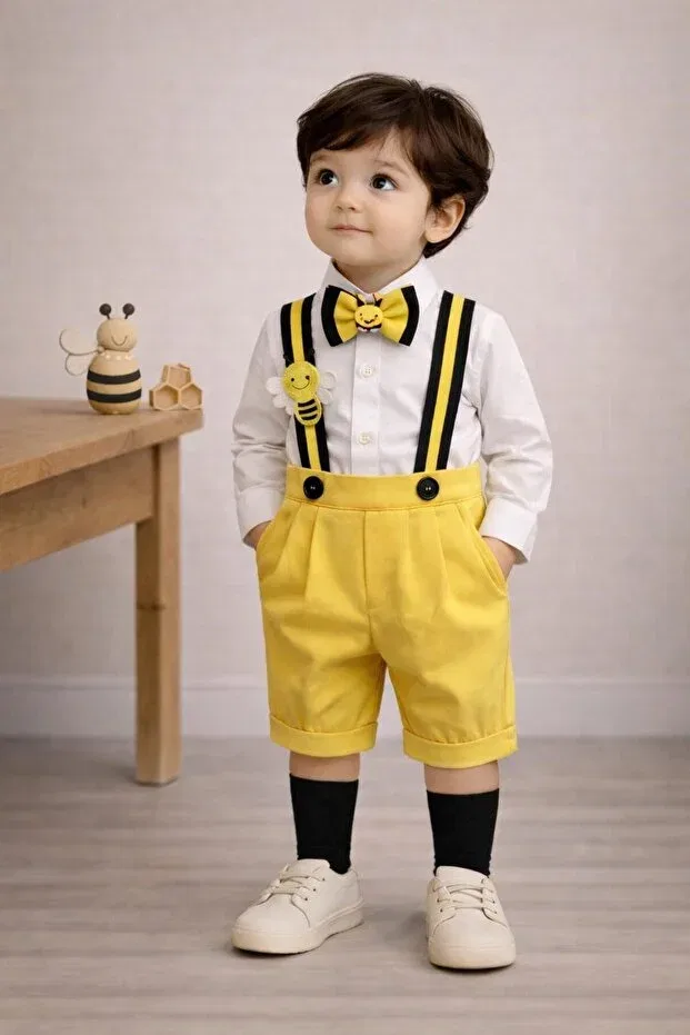 Детский комбинезон-шорты с принтом Bee Concept Tubibebe, Yellow Black