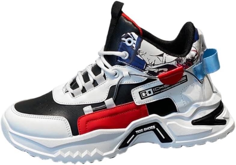 

Мужские спортивные кроссовки Fusecottc с толстой подошвой и высокой голенью - стильная повседневная обувь для тренировок и бега, с прочной конструкцией, красный