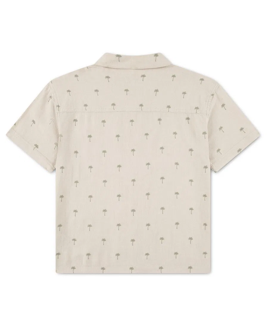 Детская рубашка с коротким рукавом из льна и вискозы, модель Camp Shirt abercrombie kids, Seagrass — фото 2