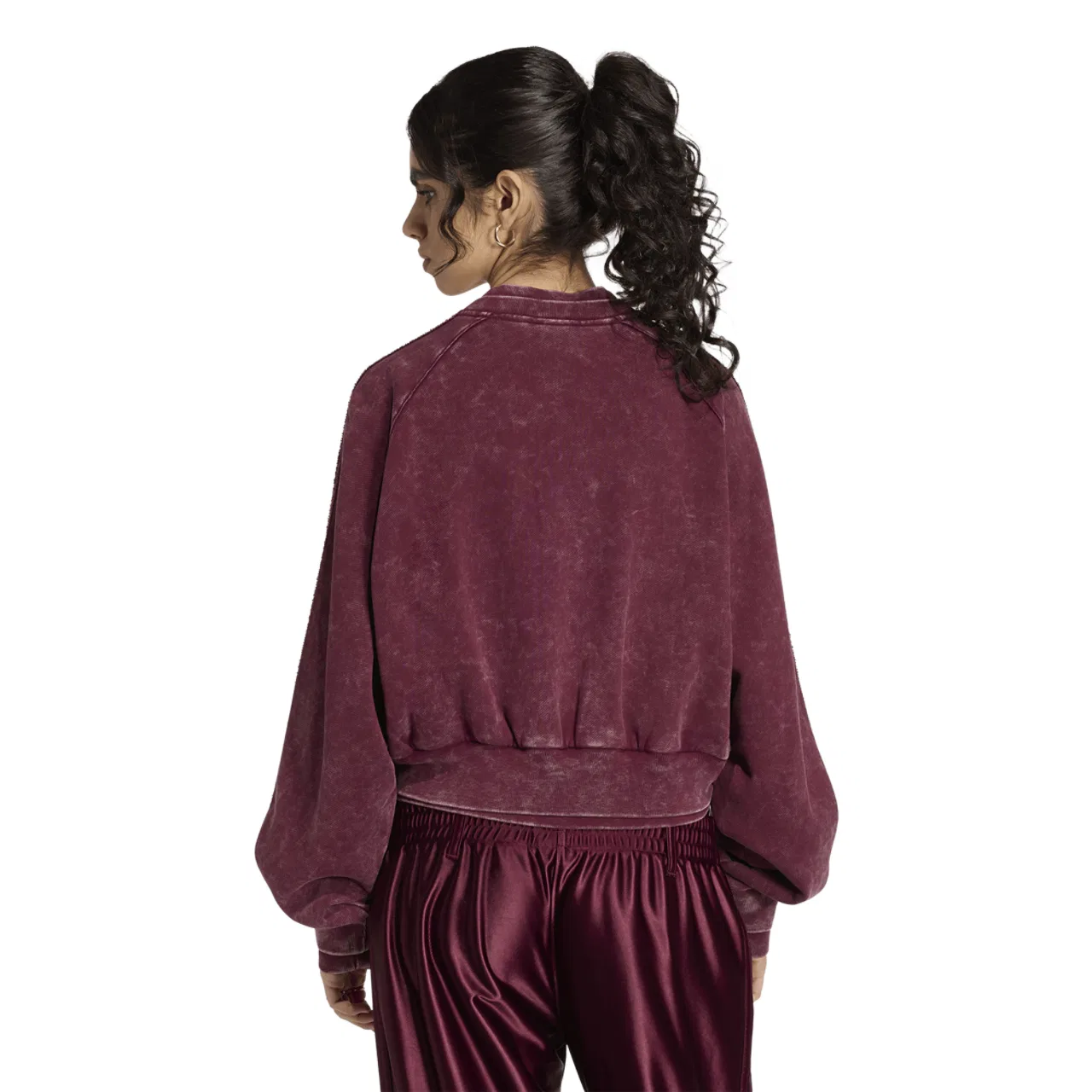 Женская куртка Double Layered Cropped Track Top Adidas, цвет Maroon — фото 2
