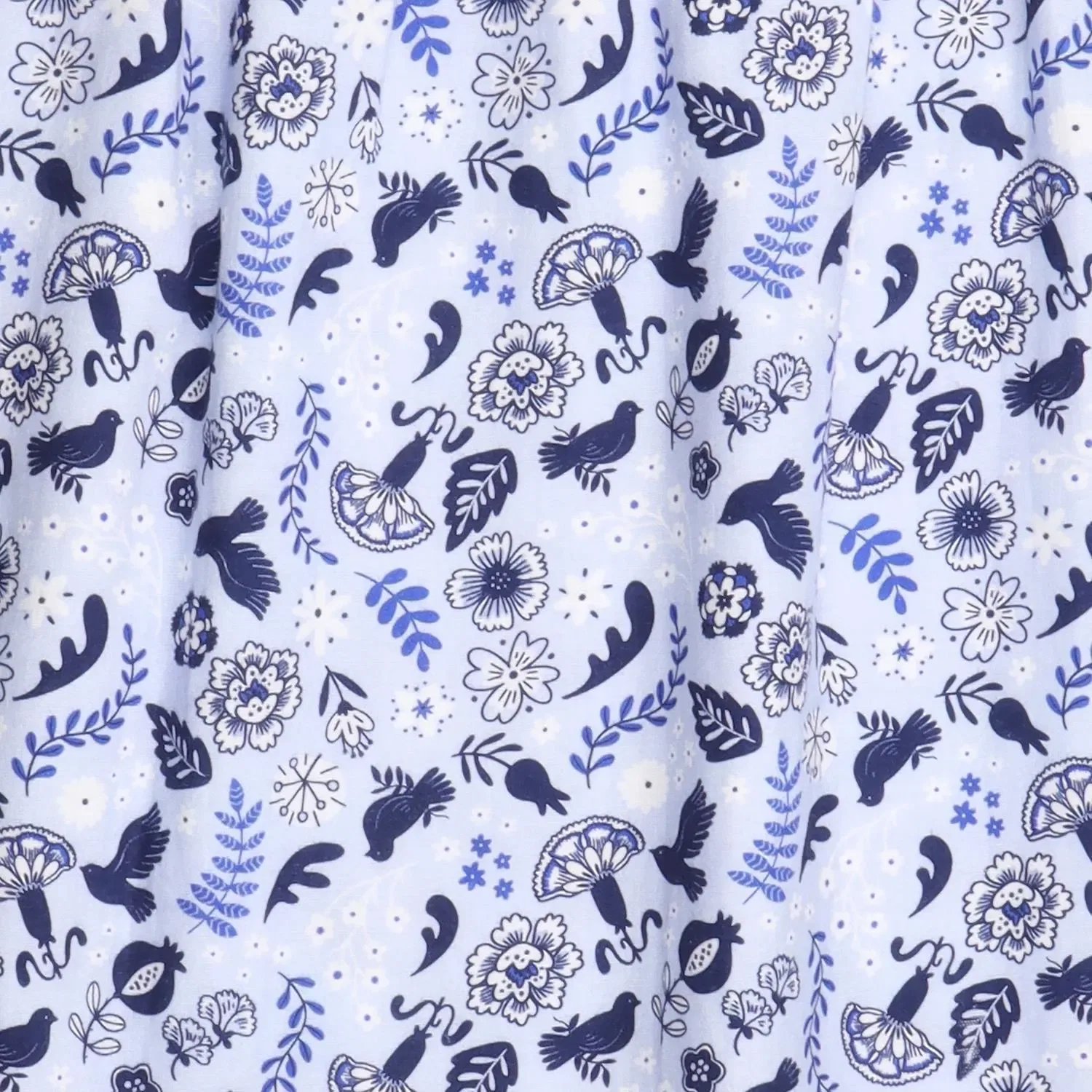 Рубашка с принтом птиц и цветов Blue Birds and Flowers Walkiddy, синий — фото 3