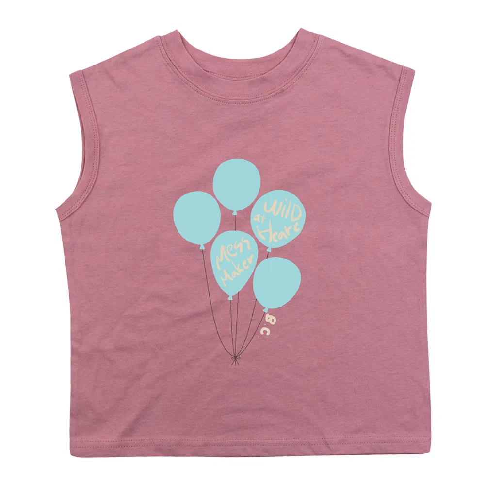 Детская футболка без рукавов с принтом Balloon Sleeve BEACHESAND CREAM KIDS, Pink