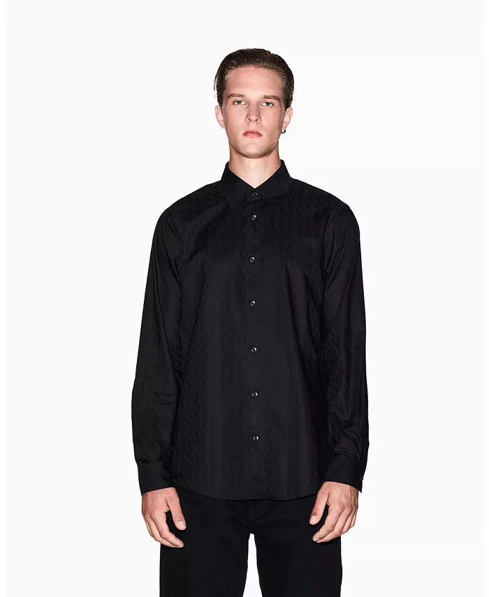 

Мужская рубашка Regular-Fit из хлопка с жаккардовым логотипом по всей поверхности A|X Armani Exchange, черный